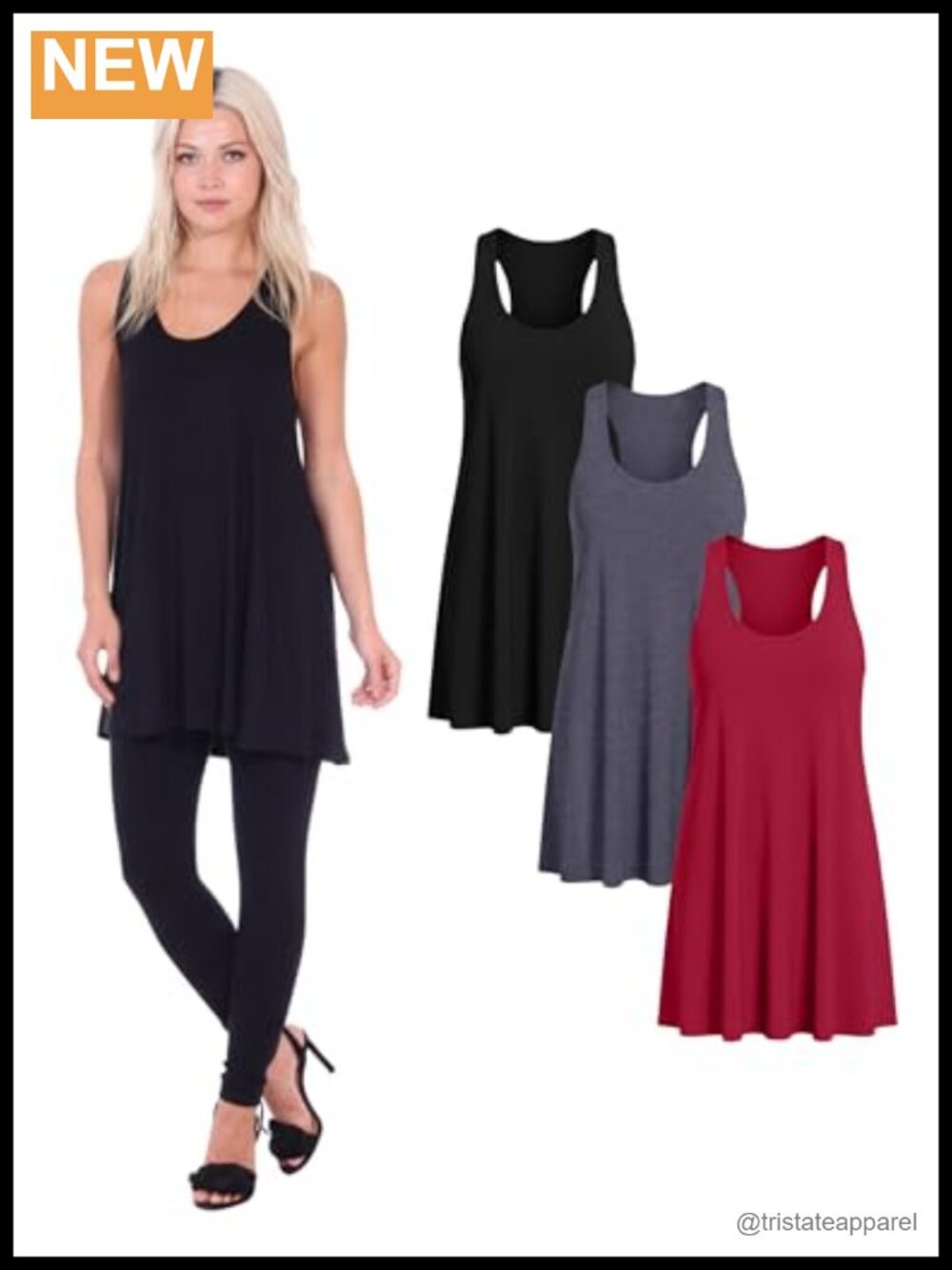 Sleeveless Tunic Tank Tops for Women Flowy Loose Fit Long Tunic